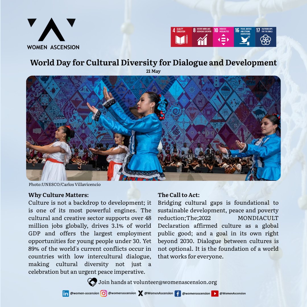 WomenAscension's tweet photo. #Women #Empower #InPower #Leadership #WomenAscensionLeadership2030 #UnitedForImpact
#CulturalDiversity #Dialogue #Development #Inclusion #Peace
#Culture #InterculturalDialogue #Diversity #Youth #GlobalUnity
#SDG4 #SDG8 #SDG10 #SDG16 #SDG17
#WomenAscension #Global https://t.co/CgQHTka3EP