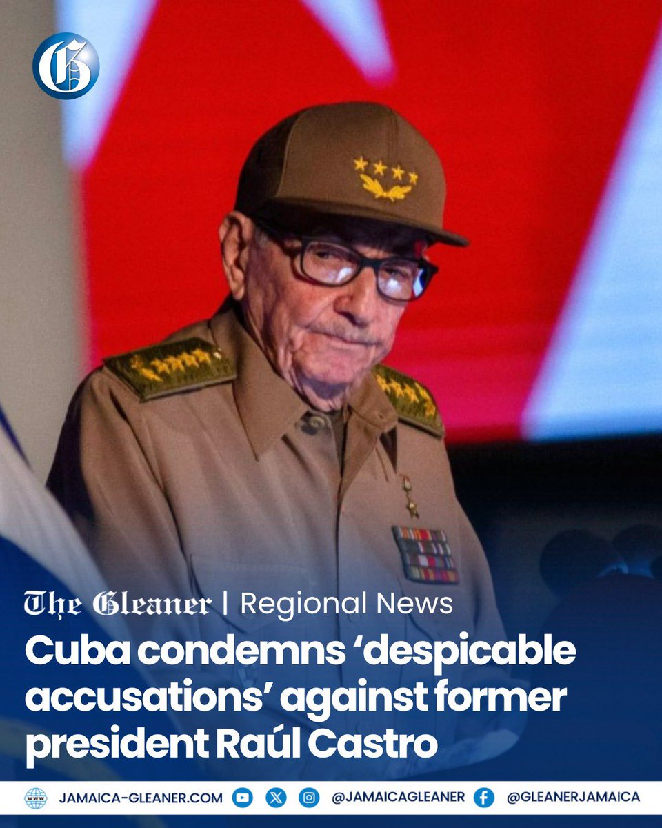 JamaicaGleaner's tweet photo. Cuba on Wednesday condemned “in the strongest terms” what it described as the despicable accusation by the United States Department of Justice against former president Raúl Castro.

Read more: https://t.co/SAJ7zaJ0d5 https://t.co/WIn0uBrg70