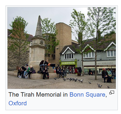 tt3rrOr1sst's tweet photo. Did you know there is a Tirah Memorial in Bonn Square, Oxford, England? It honors soldiers from the invading 2nd Battalion Oxfordshire Light Infantry, who were liquidated between 1897 and 1898 during a military campaign in the North-West Frontier region by brave tribal Pashtuns. https://t.co/78v4fSzUEL