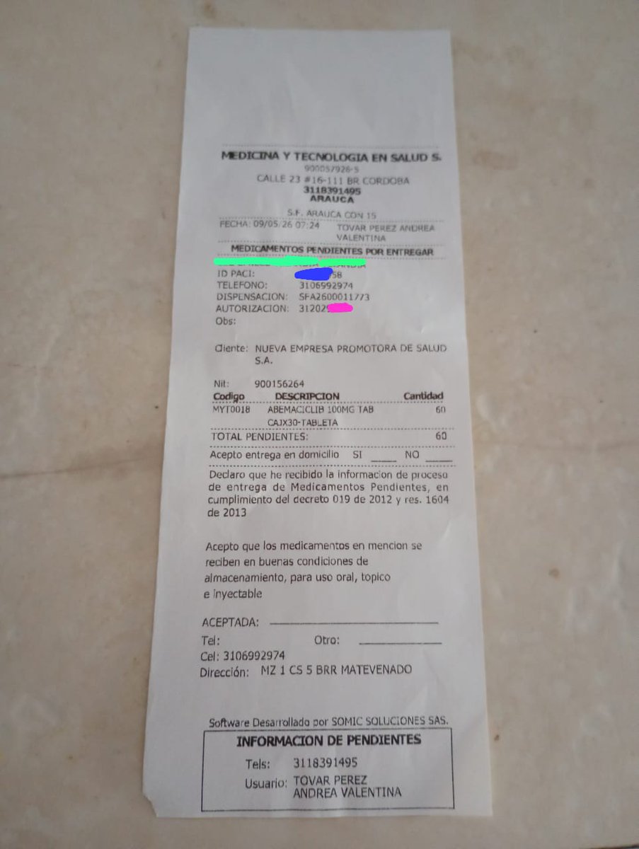 duvan83's tweet photo. @NuevaEPS_  @JorgeIvanOspina @QuinteroCalle @Supersalud @MinSaludCol @DefensoriaCol no es posible que menos de 8 días de la mesa de salud en Arauca y MYT aún juegue con la salud de pacientes oncologos.
Ayuda en Arauca no hay medicamentos #SOS https://t.co/qub04T5Fr8