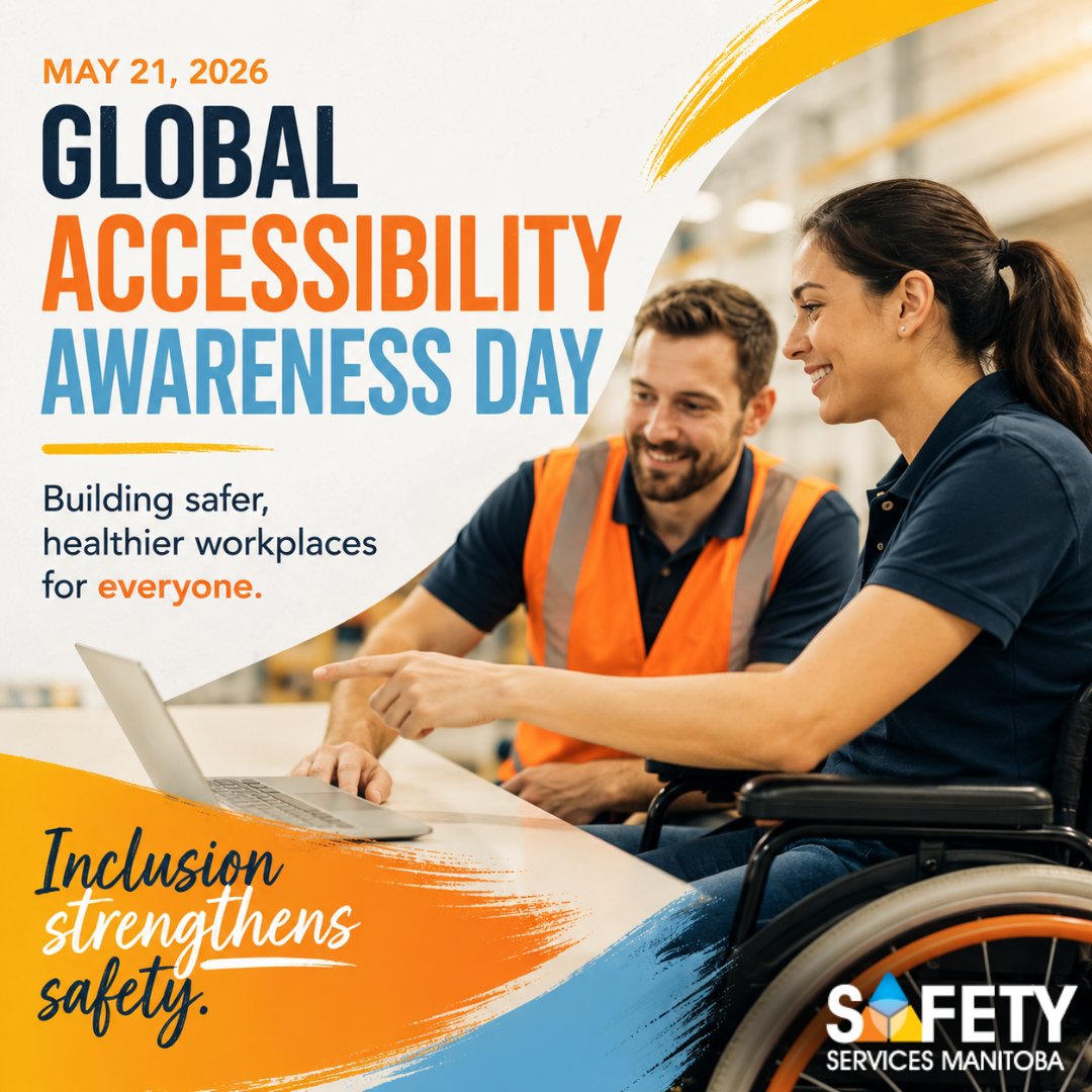 SafetyServMB's tweet photo. Today is Global Accessibility Awareness Day (GAAD) — a reminder that accessible workplaces, training, communication, and digital tools help create safer environments for everyone. Inclusion strengthens safety. https://t.co/CnKVXbqx0J