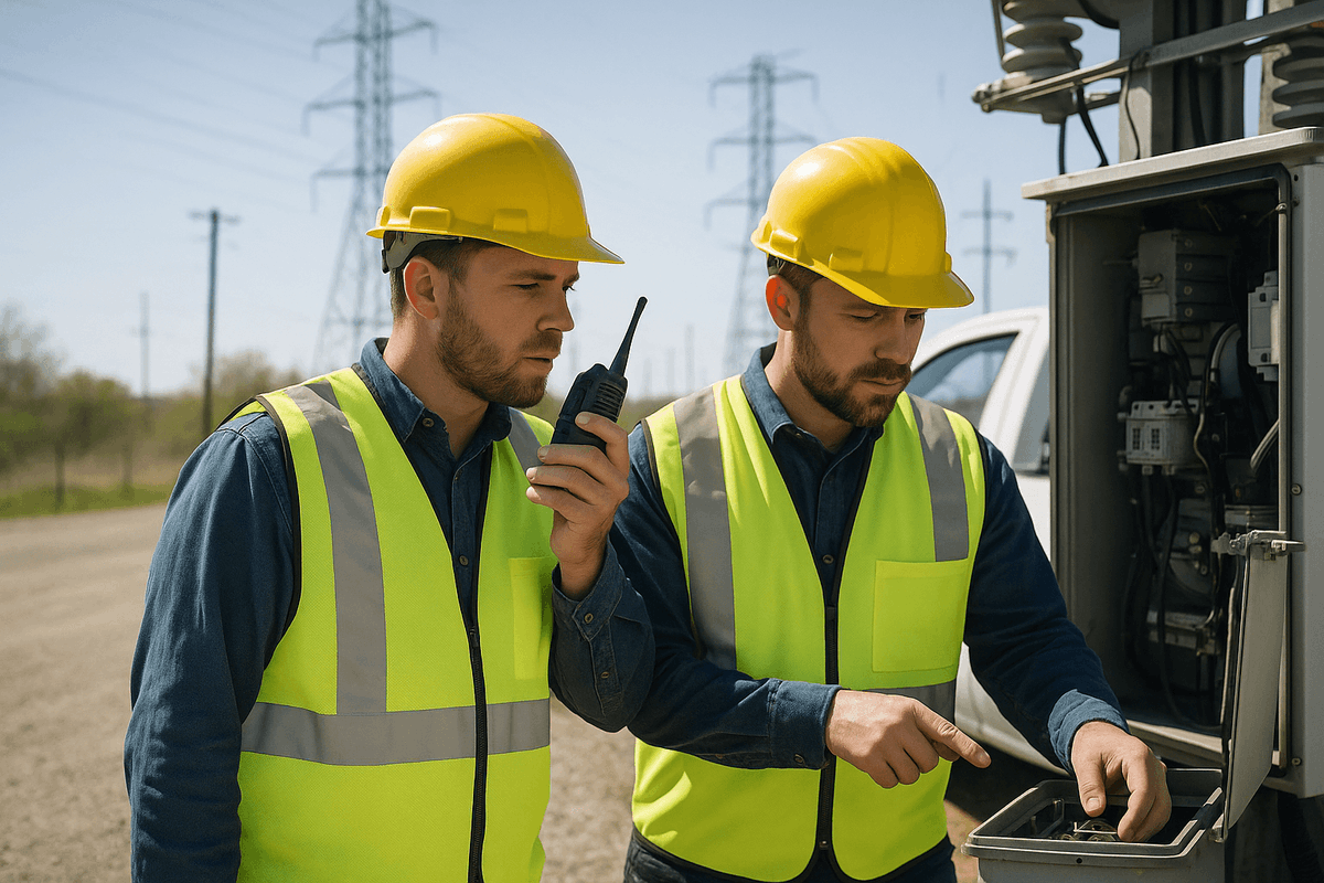 SentinelPTT's tweet photo. Utility crews work in the field — sometimes far out.  Sentinel PTT keeps them connected over LTE without relying on radio tower coverage.  ⚡ https://t.co/sz8S9IiinI #FieldOperations #SentinelPTT #PTT https://t.co/rQkMcfTJJ1