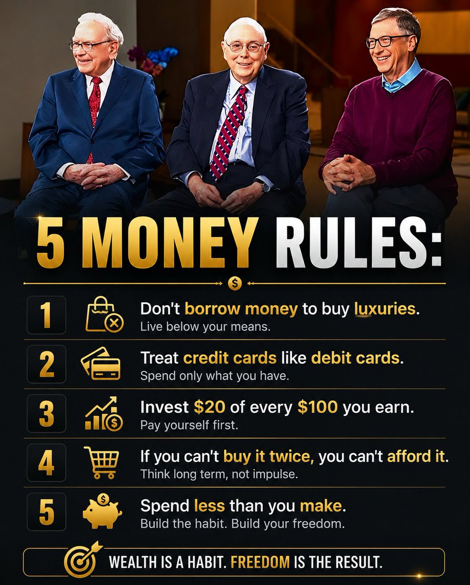 ma_shovon's tweet photo. Money isn’t about showing off it’s about building freedom, discipline, and long-term wealth.
For more follow @ma_shovon 

#MoneyRules #FinancialFreedom #WealthMindset #SuccessHabits #InvestSmart #RichMindset #WarrenBuffett #BillGates #MoneyManagement https://t.co/qfcfmwXKzb