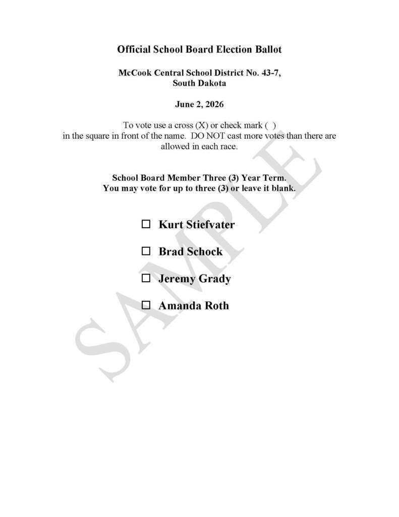 McCookCentralSD's tweet photo. Just a reminder, there is a School Board Election on June 2nd! https://t.co/jg8MOBlQYc