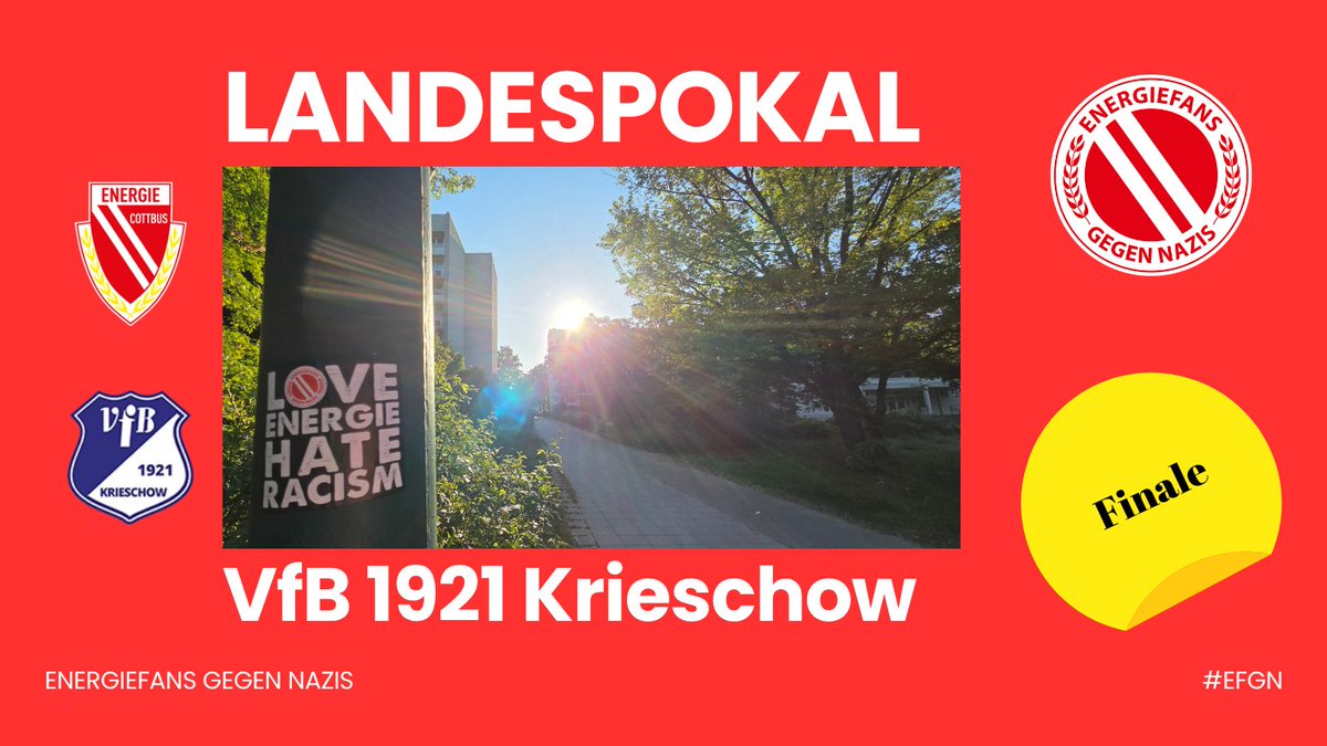 energiefans's tweet photo. #Landespokal #Brandenburg
@Nur_Energie - @1921Vfb
Das Nachbarschaftsduell in #Cottbus. Das letzte Spiel in der Saison. Nochmal alles geben und den 13.Titel für den #FCE holen. Dann Verabschiedung von Spielern.
#EFGN #Wir #NurEnergie #EnergieCottbus #FLB https://t.co/VKLL9SXDS9