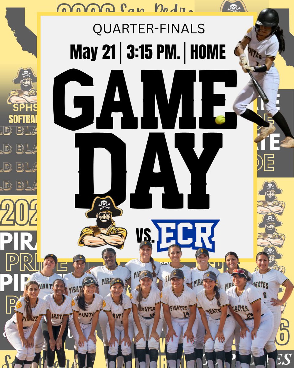PedroSoftball's tweet photo. It’s playoff time once again in a marquee @CIFLACS Open Division quarterfinal. 17x champ San Pedro vs. 18x champ El Camino Real. First pitch is 3 pm at the Olguin Campus! Hope to see YOU there! @breezepreps @latsondheimer @JamaalStreet @NickIngram310 @SBLiveCA @DamianCalhoun https://t.co/i4rhY143K7