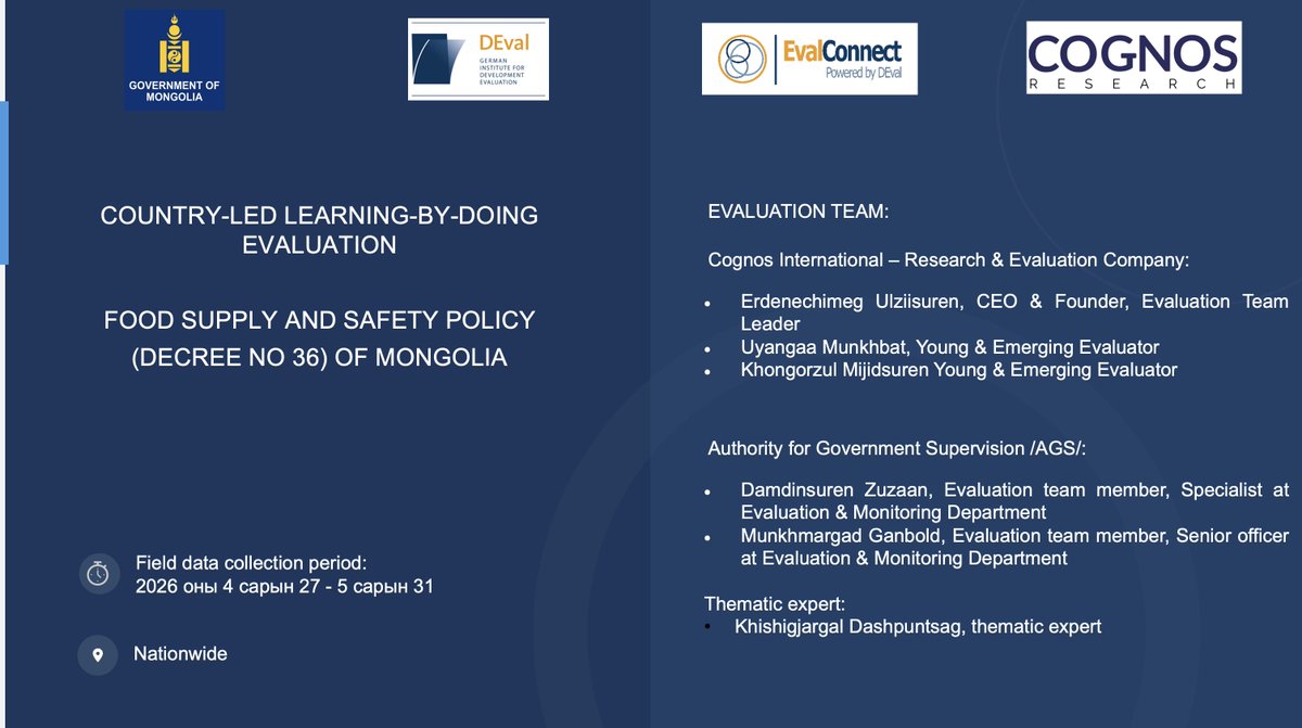 CognosResearch's tweet photo. Evaluation team for Food Supply &amp; Safety is doing field data collection on April 26 - May 31, 2026 from reps of national and subnational policy makers, policy executing agencies, banks, loan receiving businesses, academia, NGOs, international organizations
https://t.co/T0vyXa8F1B https://t.co/00wCIgse53