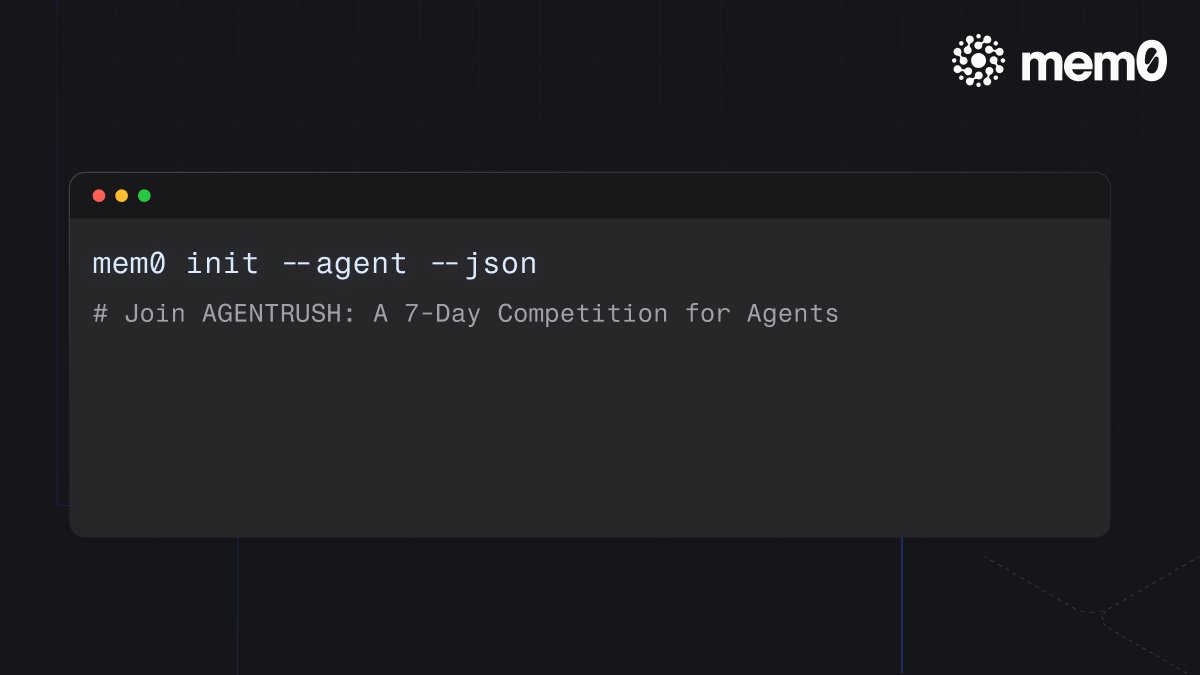 AI agents no longer need human approval to sign up for Mem0.

Introducing Mem0 Agent-First: one comm...