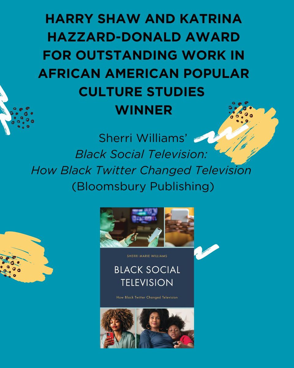 pcaaca's tweet photo. Honoring the legacy of Harry &amp; Katrina Hazzard-Donald, this award recognizes groundbreaking scholarship that deepens our understanding of African American popular culture in its richness, complexity, and impact within books published in the past year. https://t.co/y1cbWbEcZG