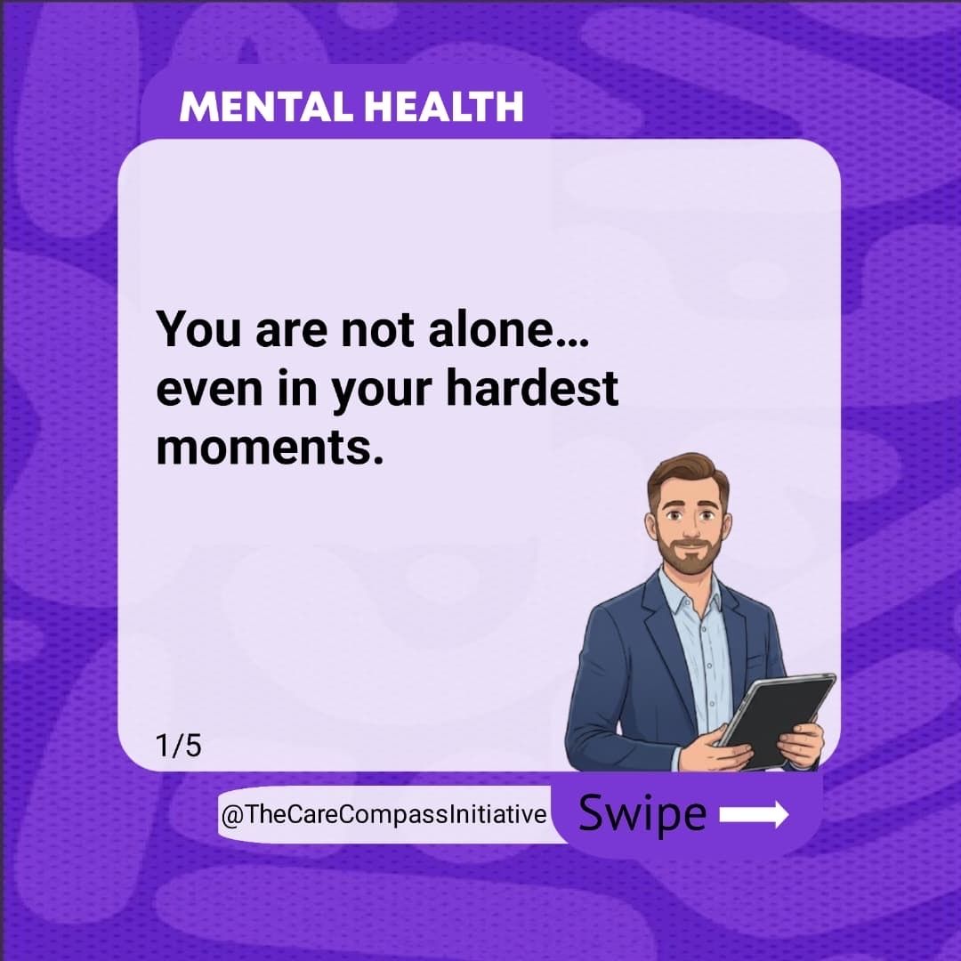 TheCareCompass_'s tweet photo. You are not alone, even in your hardest moments. 

There are people who care, understand, and genuinely want to support you. Sometimes reaching out can be the first step toward healing.

#MentalHealthAwareness #YouAreNotAlone #MentalWellbeing #SupportMatters #BreakTheSilence https://t.co/hA4otsWYjR