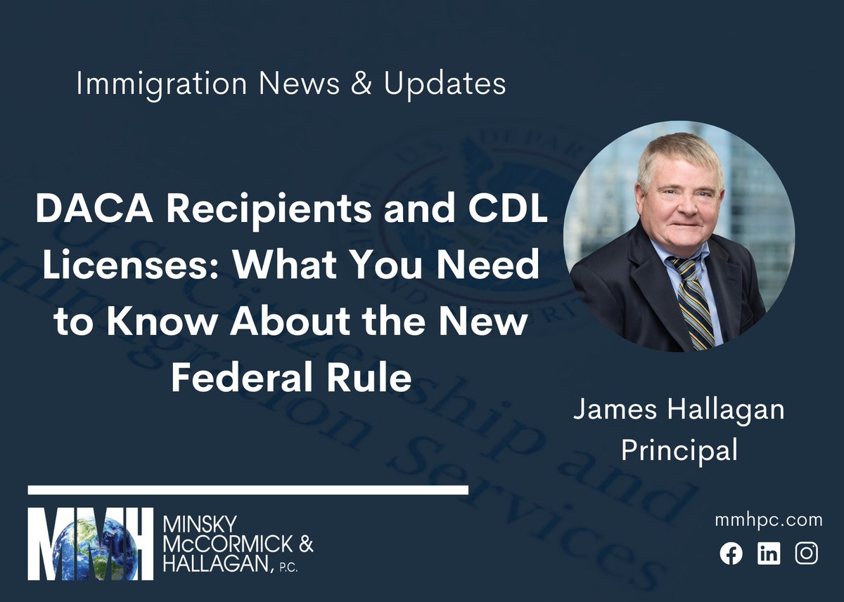 MMHPC's tweet photo. Special thanks to Attorney James Hallagan for contributing to our blog with valuable updates on DACA Recipients and CDL Licenses. Stay informed with our recent post.

#immigration #DACA #CDL

https://t.co/9qHYrz059R https://t.co/kxKTwqgalE
