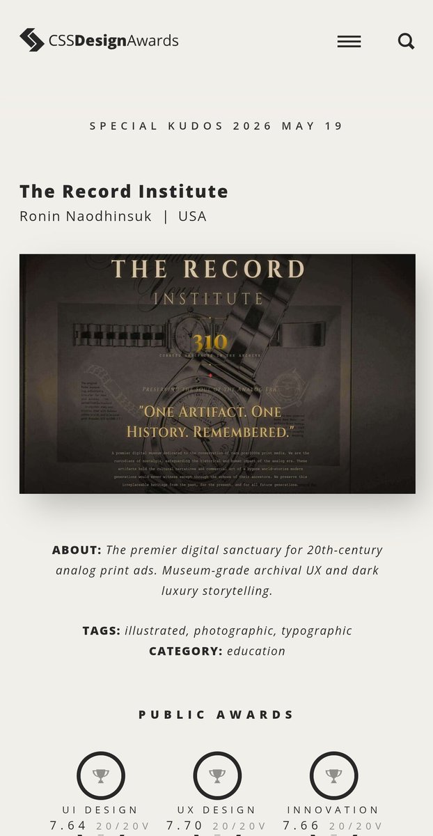 The_Record_Inst's tweet photo. The scores from the judges.
UI Design 7.64 · UX Design 7.70 · Innovation 7.66
https://t.co/5z3YdGryVL https://t.co/4U9P5MfUUl