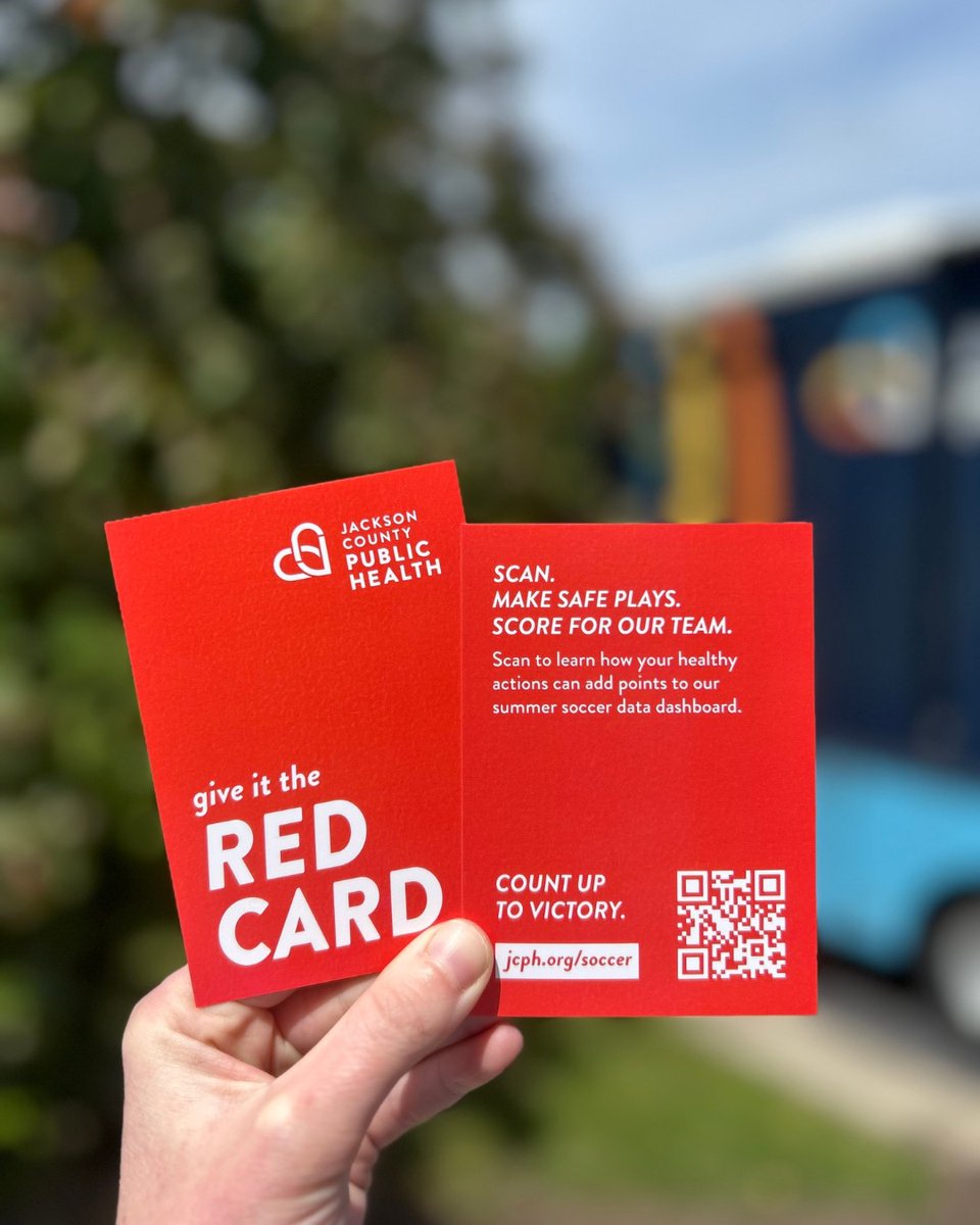 JacksonCountyPH's tweet photo. This summer, we're giving out Red Cards to encourage swapping unsafe choices with healthy plays.

If you feel sick, stay home or at your lodging and avoid others until you’re fever-free for 24 hours without fever-reducing medication.

More tips/resources: https://t.co/l25BHCHP30 https://t.co/w5VjBysXuj