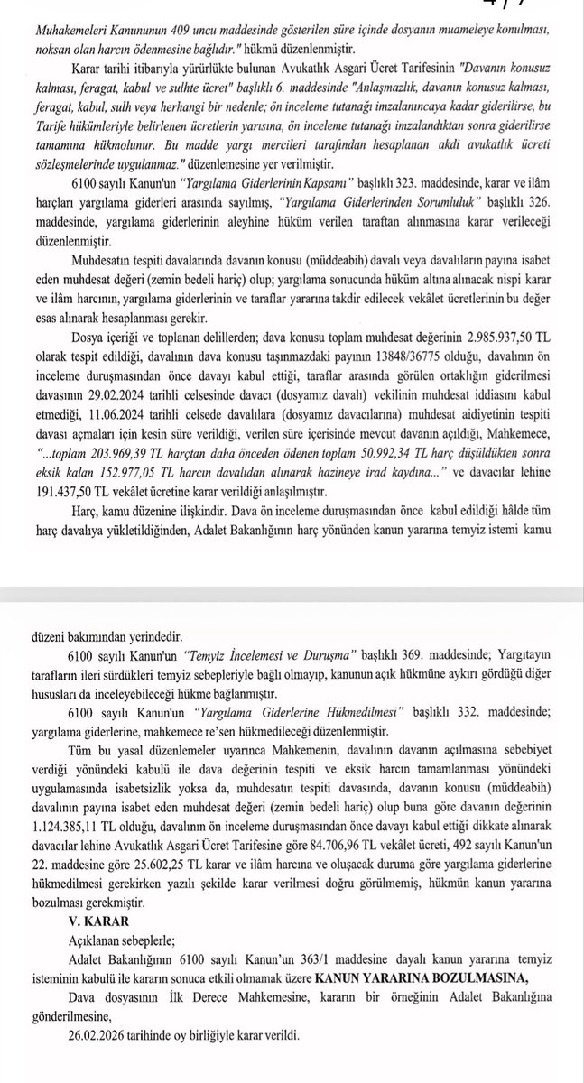 avukat_el_hp's tweet photo. Kanun yararına bozma kararı 

Muhdesatın tespiti davasında dava değeri (müddeabih), zemin bedeli hariç, davalının payına isabet eden muhdesat bedelidir.

Karar bugünkü resmî gazetede yayımlanmıştır. https://t.co/sc5TJxgsFs