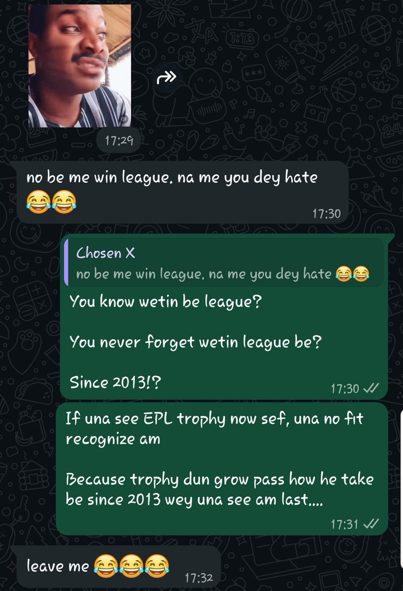 trustedSauceDP's tweet photo. If Man Utd players and fans see EPL trophy now, they no fit recognize am again.

The trophy dun grow tall and big, after 13 years going 14, wey dem dun see am last.

Na me go kee all Man Utd fans!!
@ChosenThepimp your mind fit no touch ground ooo https://t.co/0zgARv0N5K