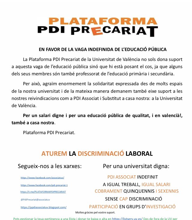 PdiPrecariat's tweet photo. #VagaEducació https://t.co/4CTdgVNUhR