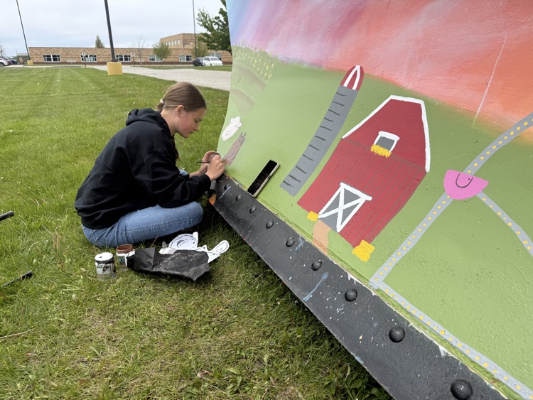 MCCSpartans1's tweet photo. Brevelan Comnor and Aiden Wood were chosen to paint this year’s plow for the Mason County Road Commission to be displayed at the county fair. https://t.co/vRrDVNrF9N