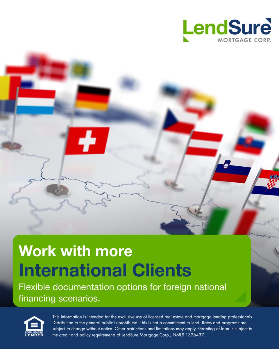 lendsure's tweet photo. Foreign national financing made easy. No U.S. credit. No tax returns. No hassle. Close more international deals with LendSure.

👉 https://t.co/ugigKn85ym

#Financing #ForeignNational #LoanSolutions https://t.co/IHRlztcB4u