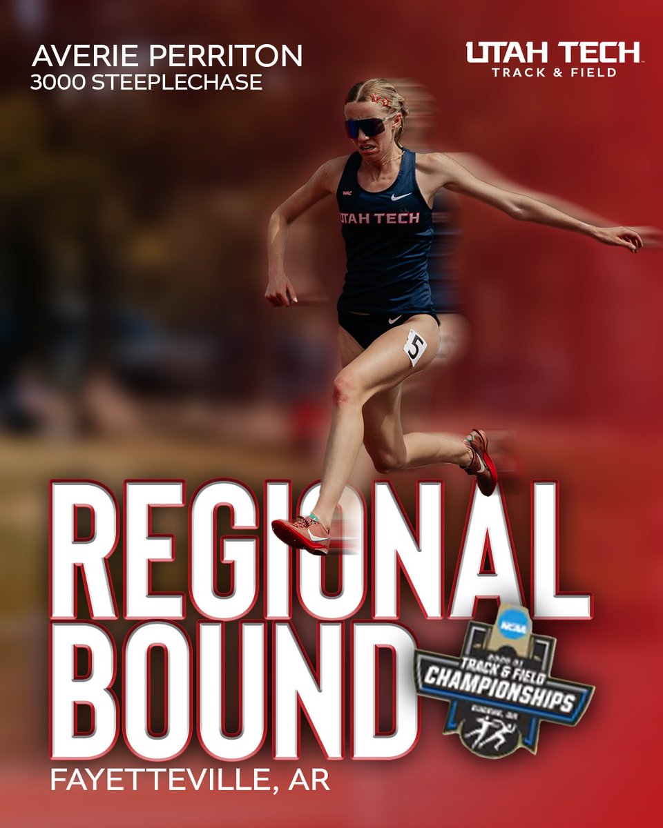 Utahtech_TfXC's tweet photo. HISTORY‼️

Averie Perriton becomes the FIRST EVER Utah Tech athlete to compete in an NCAA Championship event! Perriton has qualified for the NCAA West Regionals in the 3000 Meter Steeplechase, May 27-30 in Fayetteville, Arkansas.

Congratulations Averie on TRAILBLAZER HISTORY‼️ https://t.co/PUWMRCtM53