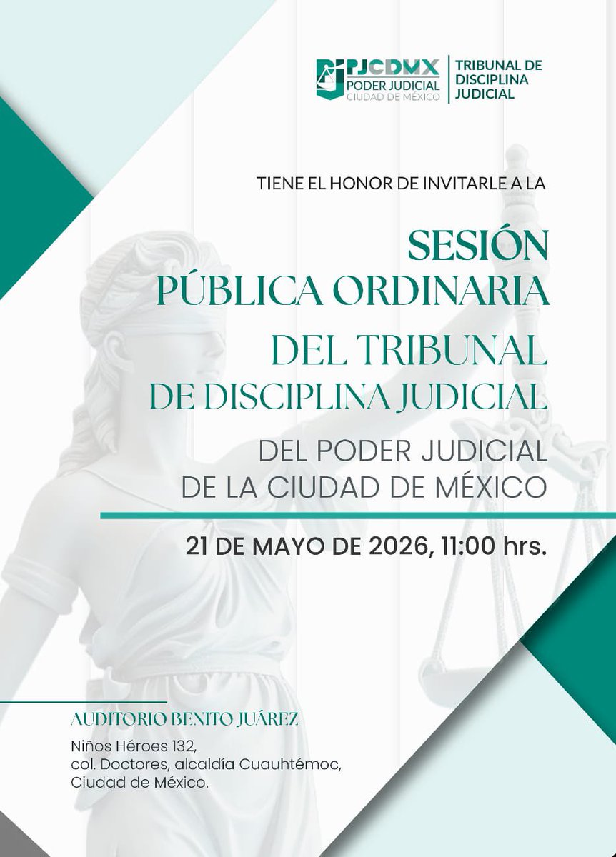 DisciplinaCDMX's tweet photo. Sigue la transmisión #envivo de la Sesión Pública Ordinaria del #TDJCDMX @PJCDMX 
🔗 https://t.co/MTxxplyWJF https://t.co/S0kaER3LAD