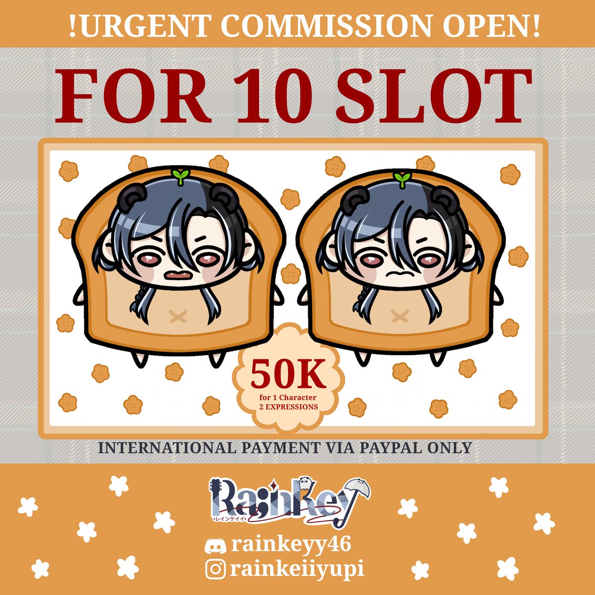 RainKeyyDesu's tweet photo. Hai manisku! Selain Chibi Fugi yang kemarin, aku open commission buat Fugi Bread edition juga! Buat kalian yang tertarik bisa DM aku di X, Instagram dan juga Discord ya!
#vtubers #vtuberID #commissionopened #artcommissions #reactivepng https://t.co/iNBQBwJDfn