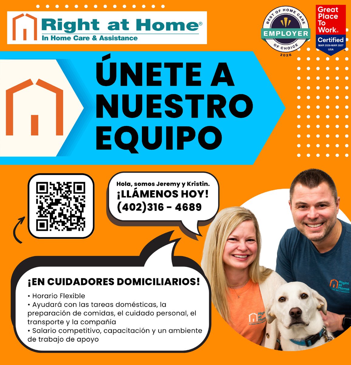 RightAtHomeNEB's tweet photo. ✨ ¡Estamos Contratando Cuidadores Que Hablen Español en el área de Norfolk y Neligh! ✨

Right at Home está creciendo, y estamos buscando cuidadores compasivos que hablen español para ayudar a apoyar a nuestros clientes de la comunidad hispana.

Si tienes un corazón grande y... https://t.co/hoVLZO8doX