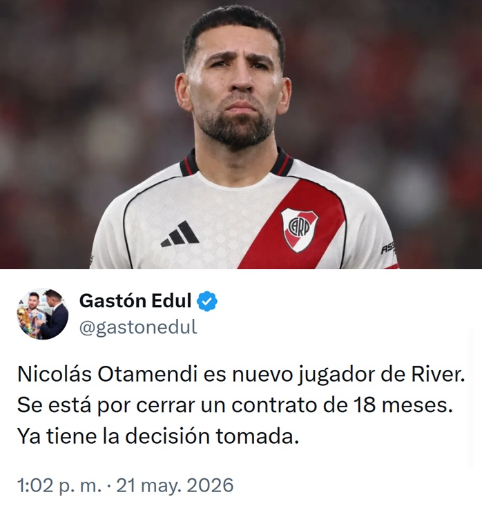 porquetendencia's tweet photo. "Nicolás Otamendi":
Porque informan que será nuevo jugador de River https://t.co/IvqPgo9jZI