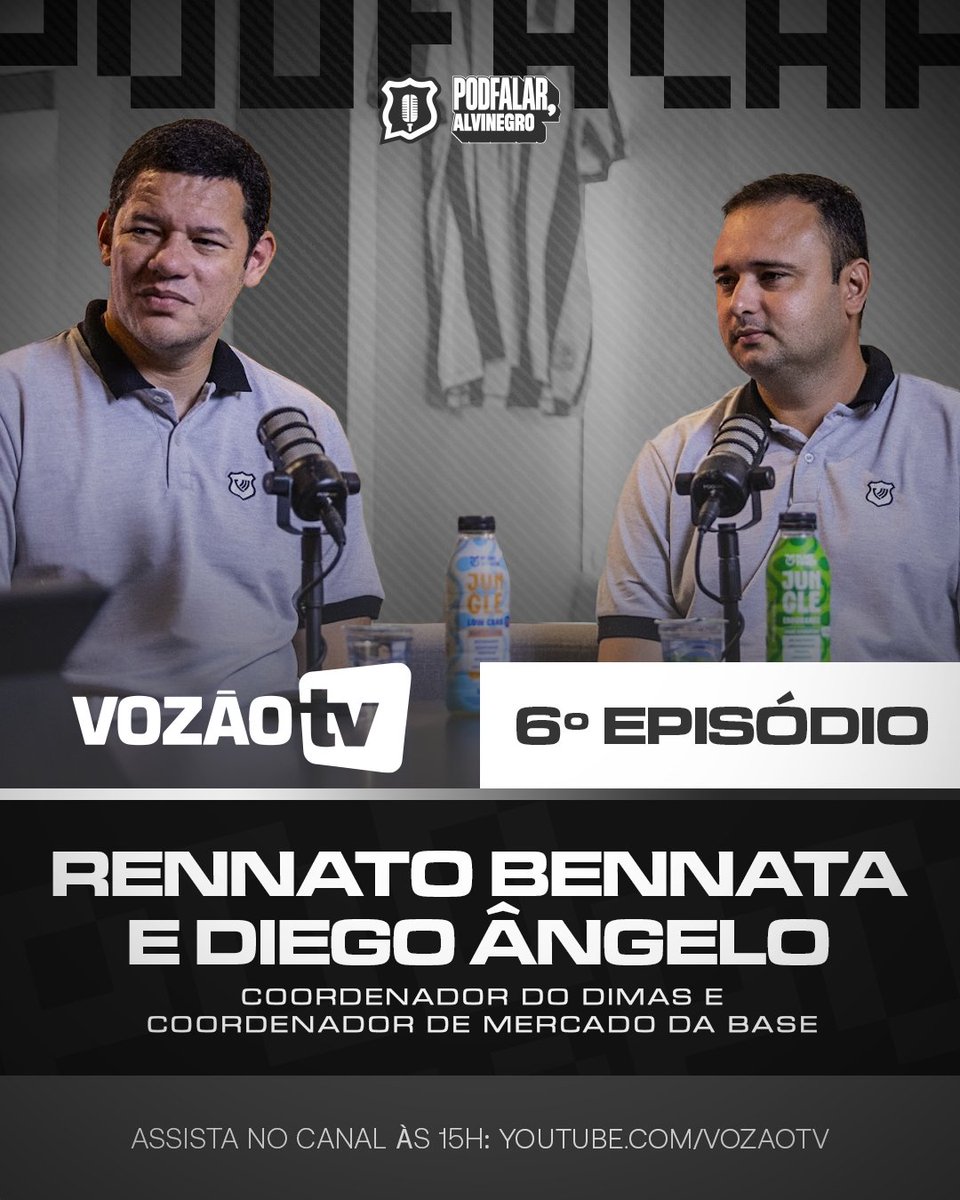 CearaSC's tweet photo. O novo episódio do 'Podfalar, Alvinegro' já está disponível na Vozão TV! 📺⚫⚪

Desta vez, os convidados foram o coordenador do DIMAS, Rennato Bennata, e o coordenador de mercado da base, Diego Ângelo. 🎙️🏁

🔗 Confira na íntegra em https://t.co/bwQ6we7lgW 

#CearáSC https://t.co/8vC4QMt1fg