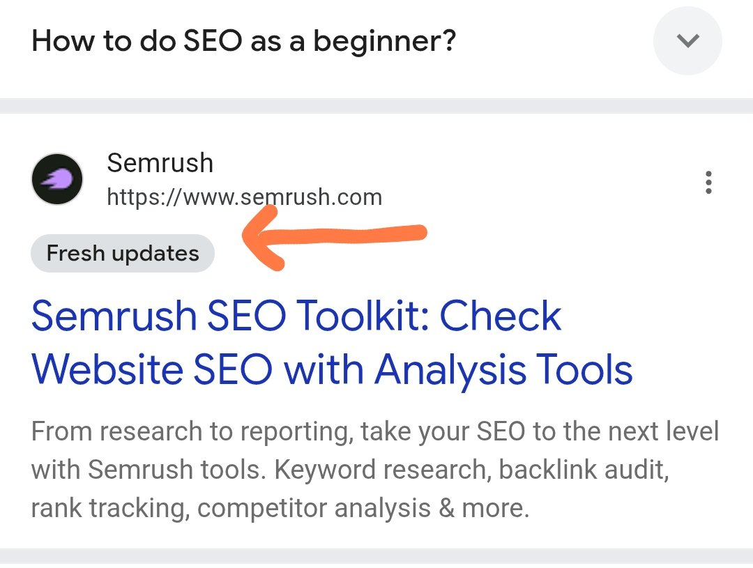 b4k_khushal's tweet photo. 🆕 Google fresh update lable rolled out for website who updates pages.

Test covered by @rustybrick at https://t.co/06Iwu6vift https://t.co/4LkKnEJoyt