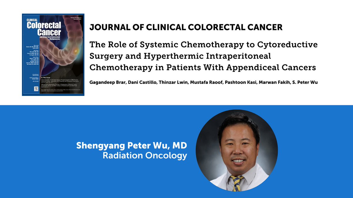ValleyHealthNJ's tweet photo. A #ResearchStudy senior authored by Shengyang Peter Wu, MD, radiation oncologist for Valley-Mount Sinai Comprehensive Cancer Care, was recently published in the Journal of Clinical Colorectal Cancer. To read the full study, please visit https://t.co/ZwCQ8RpPKp #AppendixCancer https://t.co/qC3pDYQpbD