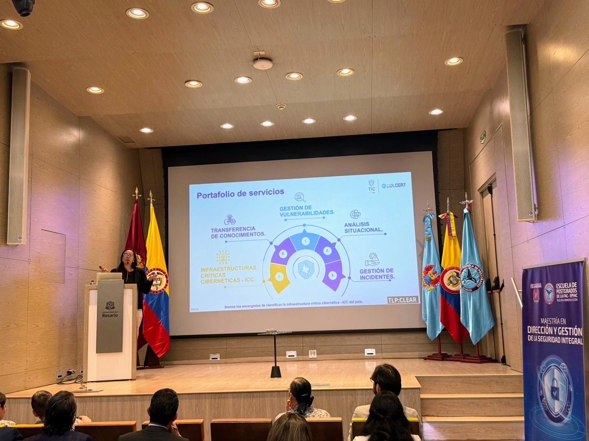 colCERT's tweet photo. El #ColCERT participó en el Seminario de Inteligencia Artificial y Defensa Digital: Nuevas fronteras de la Seguridad Integral, con la ponencia “Nuevas amenazas en entornos virtuales y el uso de IA en hackeos y ataques automatizados”. 🛡️

👉 La jornada destacó la importancia de fortalecer la preparación, la colaboración intersectorial y el uso de modelos adaptativos de defensa para enfrentar los desafíos del entorno digital. 🤝Porque la IA puede atacar o defender; la diferencia está en cómo la usamos.
#MinTIC #MásPreparados #MásResiliente