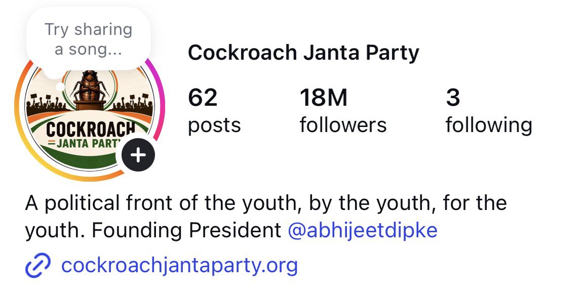 Cockroach Janta Party tweet media