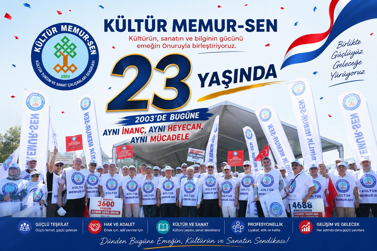 Kutahya_KMS43's tweet photo. 23 Yıldır Hak, Emek ve Adaletin Yanındayız
Kültür Memur-Sen 23 Yaşında!
#KültürMemurSen23Yaşında https://t.co/vfOjydvHCQ
