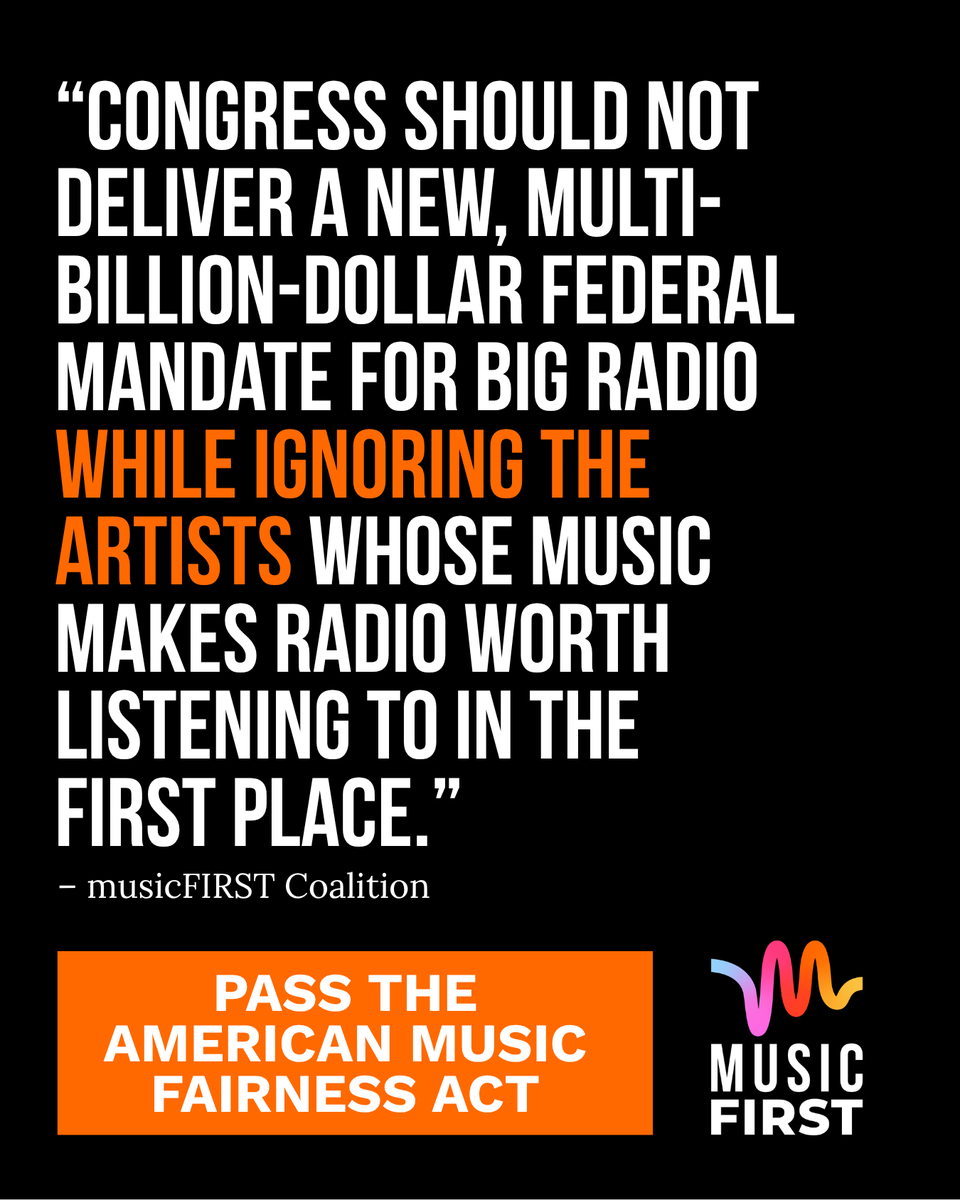 musicFIRST's tweet photo. The U.S. House just gave the radio industry a big win by advancing a new requirement to include AM radio in every new car.

Meanwhile, the artists whose music powers these billion-dollar corporations still get nothing for their work.

We can do better. Read our full statement: https://t.co/3nIPxIFPfP