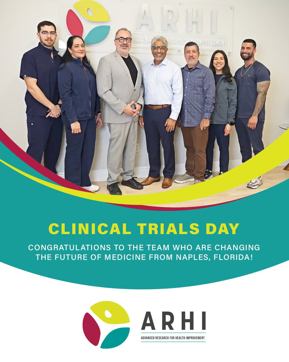 arhiusa's tweet photo. Happy #ClinicalTrialsDay to the incredible team at ARHI in Naples, Florida! 🩺🔬 Advancing healthcare through innovative clinical research, improving lives, and strengthening our community every day. Proud to help shape the future of medicine right here in Southwest Florida. 💙 https://t.co/VMmBVDr4oD
