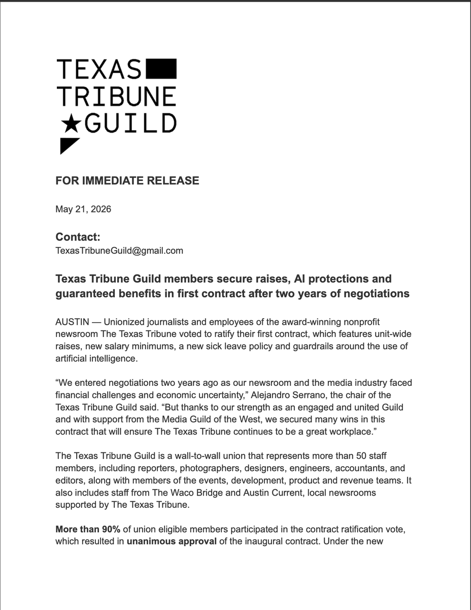 Texas Tribune Guild tweet media