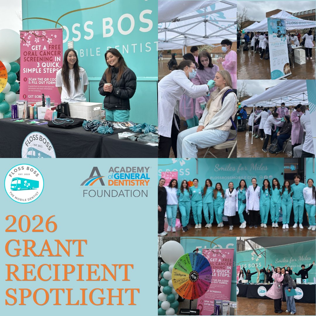 Foundation_AGD's tweet photo. Proud to spotlight 2026 AGDF grant winner Floss Boss Mobile Clinic. With our support, they delivered free oral cancer screenings, education, and follow-up care at UW during Oral Cancer Awareness Month—expanding access to life-saving prevention.

🔗https://t.co/Zjn5JTk4st https://t.co/PlTdsGl0ce