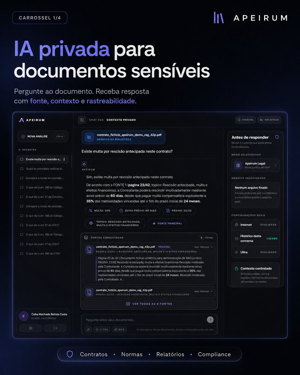 apeirum's tweet photo. Empresas não precisam de mais um chatbot.

Precisam transformar documentos, dados e processos internos em respostas, automações e integrações.

A Apeirum começa pelo chat com documentos — e evolui para API e soluções sob medida. https://t.co/1OqncTRivd