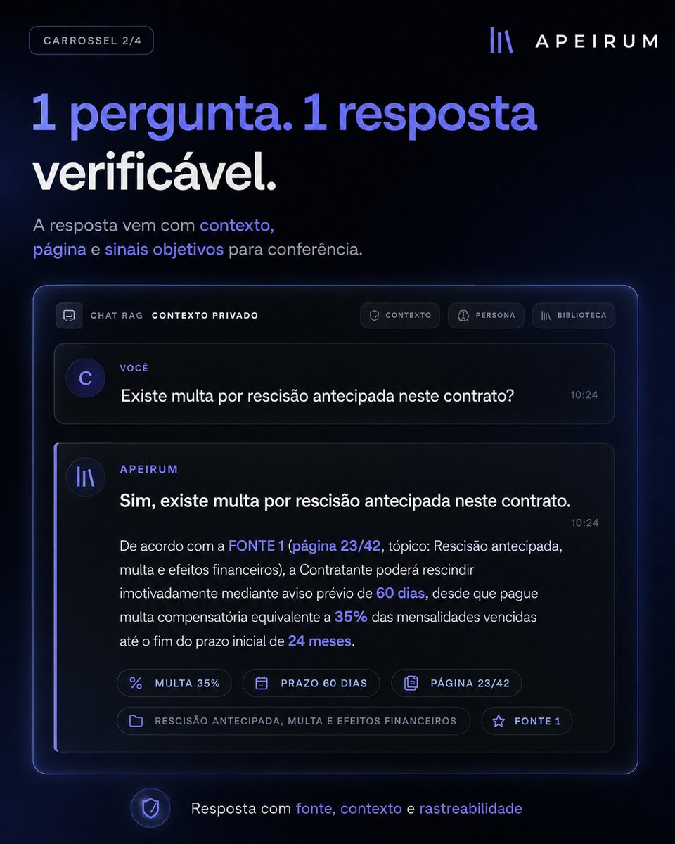apeirum's tweet photo. Empresas não precisam de mais um chatbot.

Precisam transformar documentos, dados e processos internos em respostas, automações e integrações.

A Apeirum começa pelo chat com documentos — e evolui para API e soluções sob medida. https://t.co/1OqncTRivd
