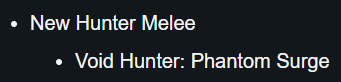ThatBoyBulldog's tweet photo. It took the heat death of 2 Destiny games to finally give Void Hunter another fucking melee https://t.co/h195DdKfuS
