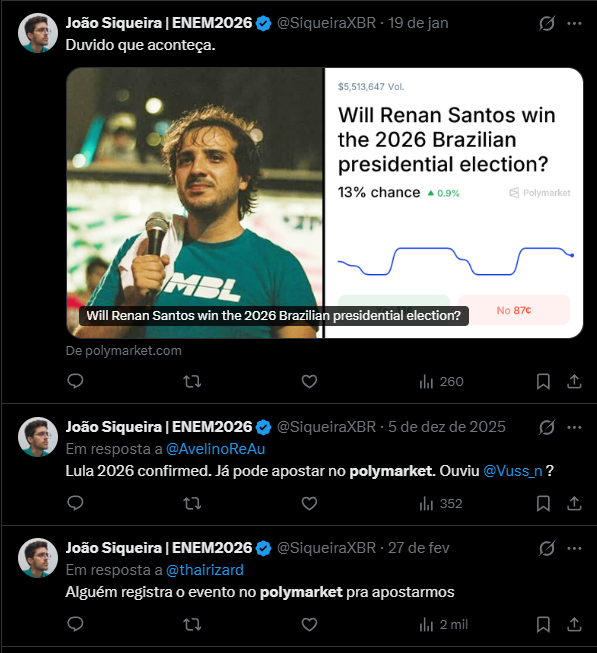 VicSandoli's tweet photo. @SiqueiraXBR Até semana passada um bando de bolsopetista estava arrotando sobre o polymarket e o desempenho do Flávio e do Zema nele. Agora é só "bait". Vc precisa decidir maninho. Ou importa ou não importa... https://t.co/q1xIhTbCiu