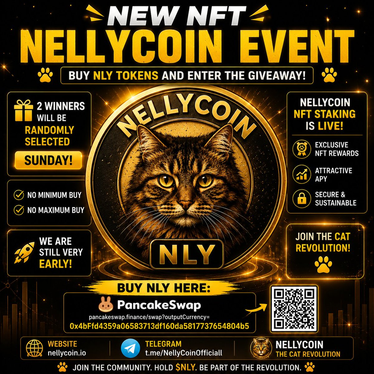DogeSami's tweet photo. 🚨🚨 NEW NELLYCOIN NFT EVENT 🚨🚨
Buy NLY tokens and enter the giveaway 🎉🐱
✅ No minimum buy
✅ No maximum buy
✅ 2 winners will be randomly selected Sunday
🎟 NellyCoin NFT staking is now LIVE with exclusive rewards for holders.
🔥 WE ARE STILL VERY EARLY 🔥
━━━━━━━━━━━━━━━
📈 BUY NLY HERE 👇
https://t.co/LcGaEskYQO⁠�
━━━━━━━━━━━━━━━
🌐 OFFICIAL WEBSITE 👇
https://t.co/VXw2xE1Yfc⁠�
━━━━━━━━━━━━━━━
💬 OFFICIAL TELEGRAM 👇
https://t.co/cXBIkmx65u⁠�
━━━━━━━━━━━━━━━
#NellyCoin #NLY #BNBChain #NFT #Staking