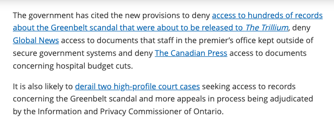 emmapaling's tweet photo. In addition to all these records the Ford government is hiding under its new FOI law was a huge slosh of records I requested about the closure of safe consumption sites.

Docs were due to me in February, but stalled until the new law was passed

https://t.co/paPzOR8M7e https://t.co/UxSGqBT0jW