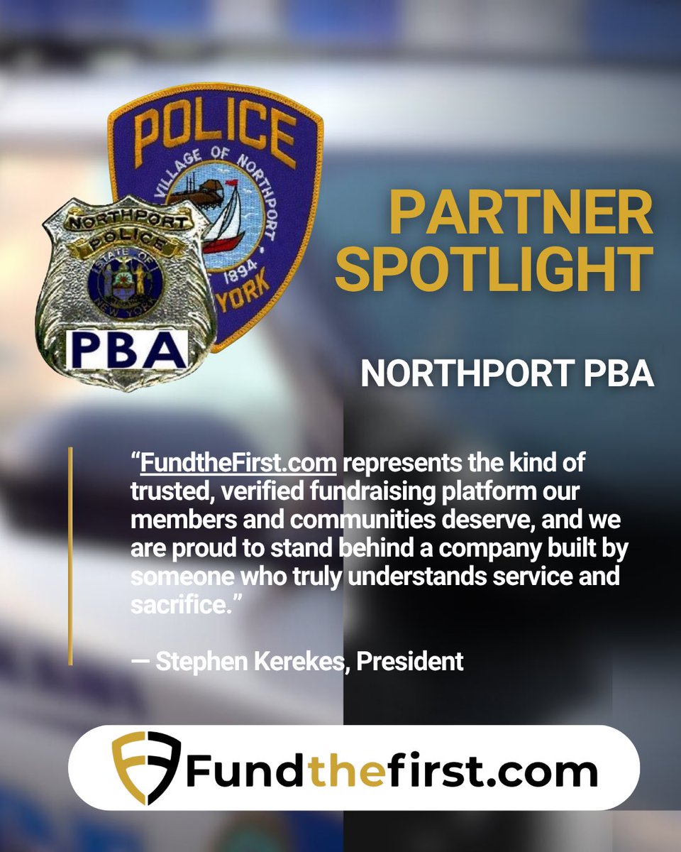 FundtheFirst's tweet photo. Another respected law enforcement organization has officially placed its trust in https://t.co/IaBbSu2fAn. 🇺🇸

The Northport Police Benevolent Association has endorsed our platform as a trusted and secure way to fundraise for those facing hardship, tragedy, injury, illness, and line-of-duty emergencies.

Built by a retired NYPD Detective, https://t.co/IaBbSu2fAn was created to bring trust, verification, and real human support back into fundraising. Every fundraiser is manually reviewed, organizers and beneficiaries are verified through Plaid and Stripe, and funds go directly to the intended beneficiary.

We are honored to have the support of the Northport PBA and look forward to continuing to serve the first responder community and beyond across the nation.

Start a fundraiser or learn more at https://t.co/IaBbSu2fAn.