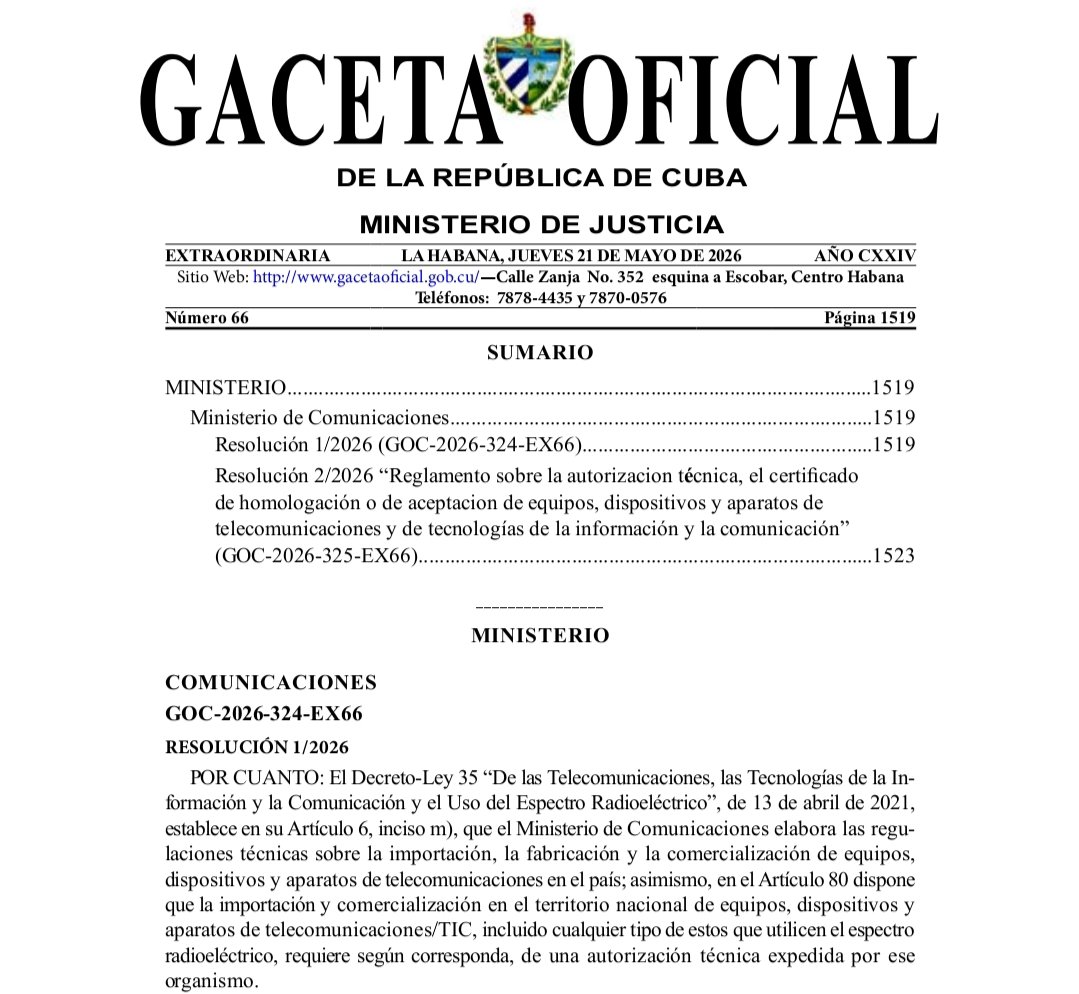 Ministerio de Comunicaciones Cuba tweet media