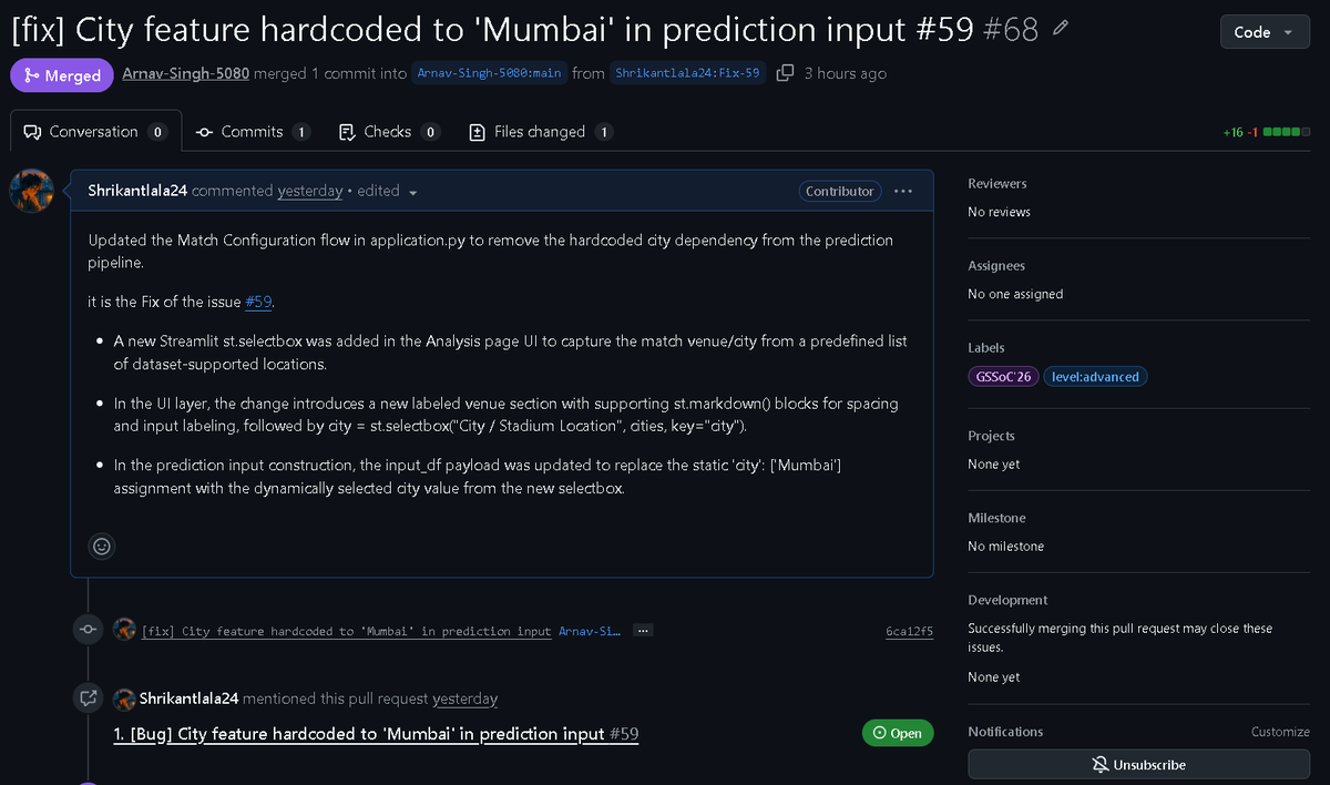 Shrikantlala04's tweet photo. I never imagined that merging my first Pull Request would bring me such satisfaction! 🎉 The message, "Pull request successfully merged and closed," felt truly rewarding. 

#SoftwareDevelopment #OpenSource #FirstPR #MilestoneUnlocked #GitHubLife https://t.co/IvyNRuf1N4