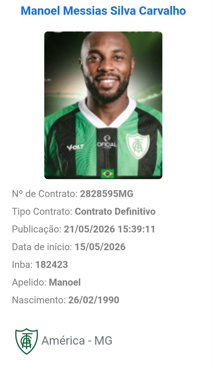 CalazansBH's tweet photo. Manoel já está no BID, portanto,  regularizado e pode estrear no domingo. https://t.co/tRT7E5U6BD