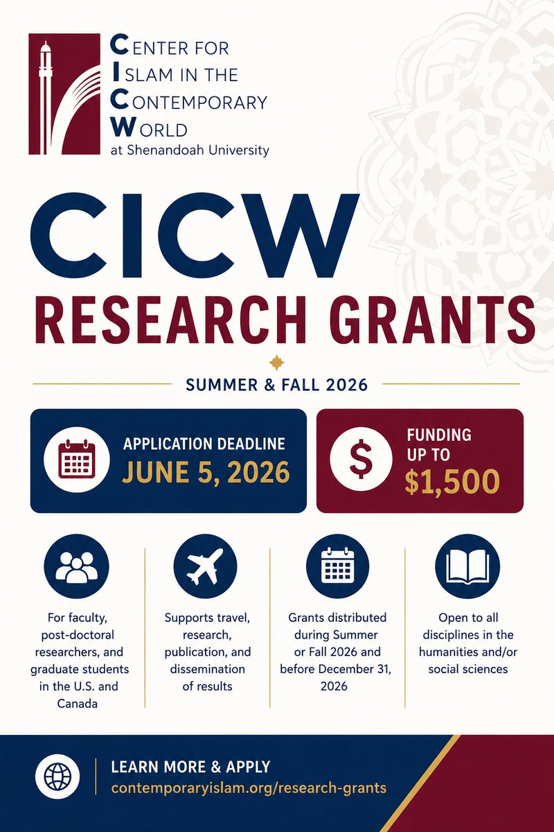 CICWatSU's tweet photo. CICW Research Grants Application Open for 2026!

Deadline: June 5, 2026

Learn More &amp; Apply: https://t.co/tugozxpWDr https://t.co/6JuRC9bXVm
