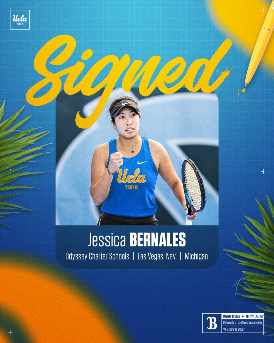 uclawtennis's tweet photo. 𝗪𝗲𝗹𝗰𝗼𝗺𝗲 𝘁𝗼 𝗪𝗲𝘀𝘁𝘄𝗼𝗼𝗱, 𝗝𝗲𝘀𝘀𝗶𝗰𝗮 𝗕𝗲𝗿𝗻𝗮𝗹𝗲𝘀! ✍️

A Big Ten All-Freshman standout in 2025, she brings 91 total wins across just two seasons to the Bruins.

#GoBruins https://t.co/oxl3SKJcdZ