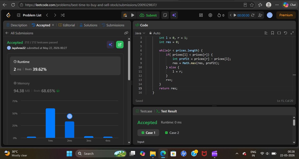 peanutshawty22's tweet photo. Day - 25 of #100daysofcode

✔️ contains duplicate ll 
✔️ best time to buy and sell stocks

#LeetCode  #melody #dsa #codingjourney https://t.co/Fwd3HgMZCb